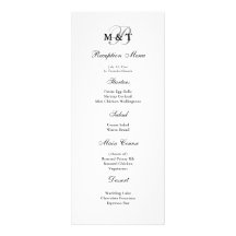 Black & White Matte Monogram Wedding Menu Personalised Announcements