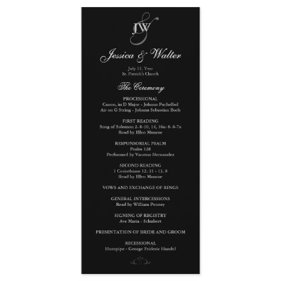 Black & White Monogram Wedding Program by InspiredWeddings