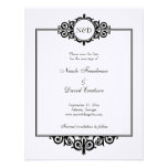 Black white monogram wedding save the date custom invites