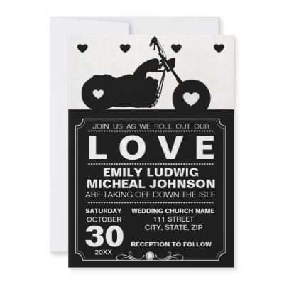 Black & White Motorcycle Biker Silhouette Wedding by oddlotpaperie