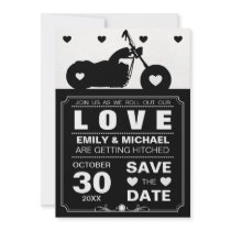 Black & White Motorcycle  Silhouette Save the Date