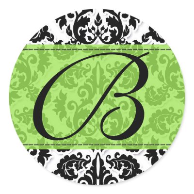 Black, White n Lime Fleur de Lis Damask Sticker by AudreyJeanne