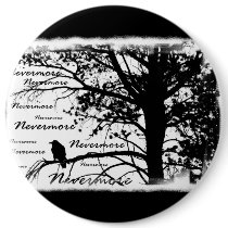 Black & White Nevermore Raven Silhouette Tree