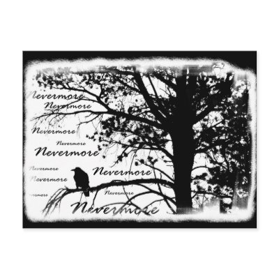 Black & White Nevermore Raven Silhouette Tree by VoXeeD