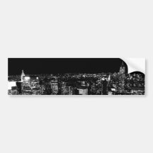 Black & White New York City Night Bumper Stickers