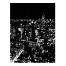 Black & White New York City Night Postcard