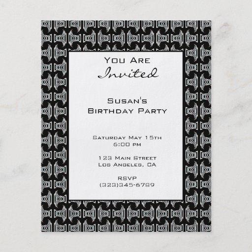 Black White Pattern Party Invite Personalized Flyer