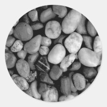 Black & White Pebbles Round Stickers