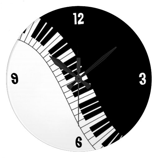 Black & White Piano Keys Wall Clock Zazzle