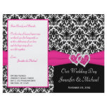 Black White Pink Damask Hearts Wedding Program