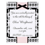 Black, White, & Pink Formal Birthday Invitation