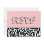 Black White Pink Zebra Print RSVP Wedding Custom Invitations