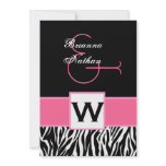 Black White Pink Zebra Wedding Invitations