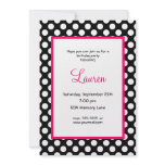 Black & White Poka Dot 40th Birthday Invitation