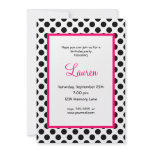 Black & White Poka Dot 40th Birthday Invitation
