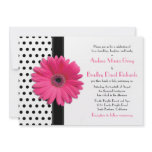 Black White Polka Dot Daisy Wedding Invitation