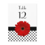 Black & White Polka Dot Red Gerbera Table Card