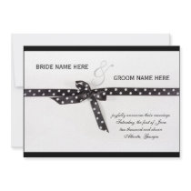 Black & White Polka Dot Ribbon Personalized Announcements