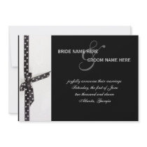 Black & White Polka Dot Ribbon Custom Invites