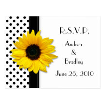 Black & White Polka Dot RSVP Postcard