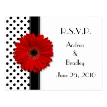 Black & White Polka Dot RSVP Postcard