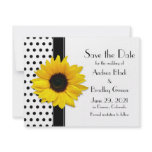 Black White Polka Dot Sunflower Save the Date Card invitations