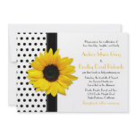 Black White Polka Dot Sunflower Wedding Invitation