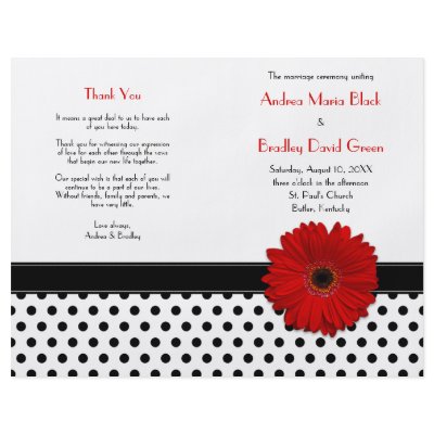 Black & White Polka Dot Wedding Program by wasootch