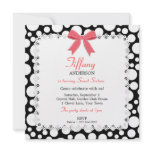 Black & White Polka Dots w/ Lace Sweet 16 Birthday invitations