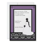 Black, White & Pretty Purple Damask Bridal Shower Custom Invitation
