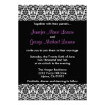 Black/White/Purple Damask Wedding Invitation