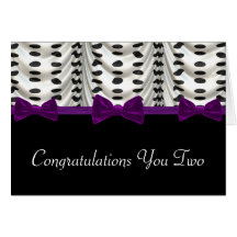 Black White Purple Draped Polka Dots Congrats Card