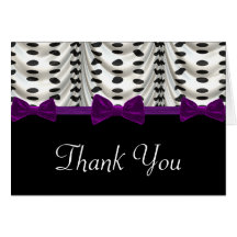 Black White Purple Draped Polka Dots Thank You Greeting Card