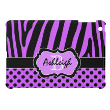 Black White Purple Stripe Polka Dot iPad Mini Case