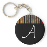 Black & White Rainbow Lines Keychain