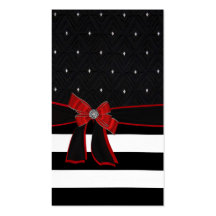 Black,White,Red,Bow Rhinestone Business Card