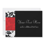 Black, White & Red Damask Border invitations