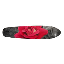 Black White Red Rose Skateboard