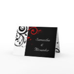 Black+White Red Swirl Folded Wedding Invitation Greeting Card