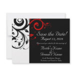 Black, White, Red Swirl Wedding Save the Date invitations