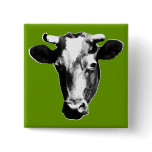 Black & White Retro Cow Graphic buttons