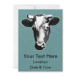 Black & White Retro Cow Graphic
