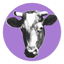 Black & White Retro Cow Graphic