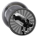 Black & White Retro Microphone Emblem Button