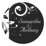 Black + White Reverse Swirl Matching Envelope Seal Round Sticker