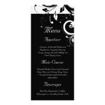 Black + White Reverse Swirl Wedding Menu Rack Card Design