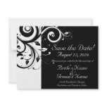 Black +White Reverse Swirl Wedding Save the Date invitations