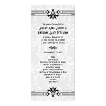 Black White Roaring 20s Art Deco Wedding Program Rack Card