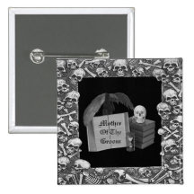 Black & White Romance Skull Spellbook Wedding Pin