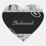 Black & White Roses & Diamond Swirls Wedding Sticker